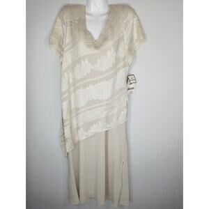 Megan Lee‎ Textured Stripe Asymmetrical Convertible Maxi Dress Women's 16P NWT
